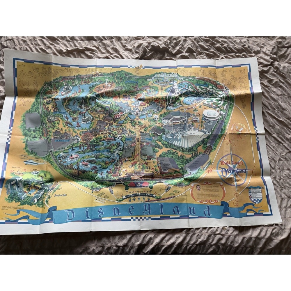 1960s Disneyland memorabilia: Disney full color map 44x29